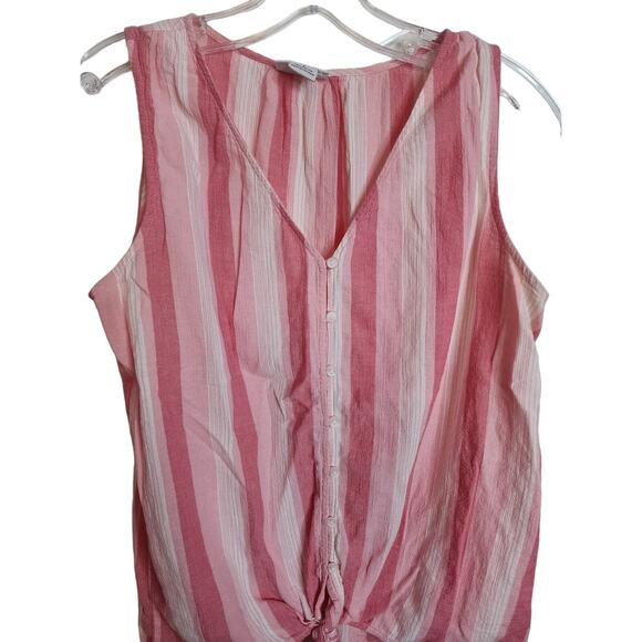 Liz Claiborne Cotton Sleeveless Tie Front Top, Small - Picture 2 of 5